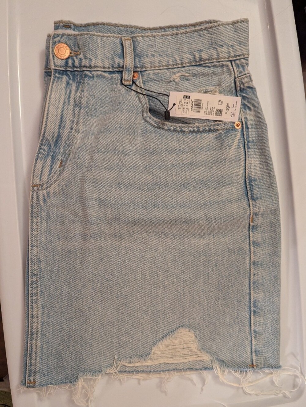 Garage Light Blue Distressed Denim Skirt - Sz XL NWT